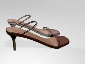 Square-toe high-heel strappy sandals 02 3D Model