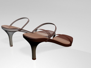 square-toe high-heel strappy sandals 02 3D Model