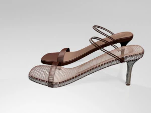 Square-toe high-heel strappy sandals 02 3D Model