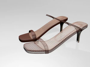 Square-toe high-heel strappy sandals 02 3D Model