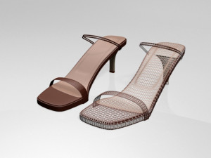 square-toe high-heel strappy sandals 02 3D Model