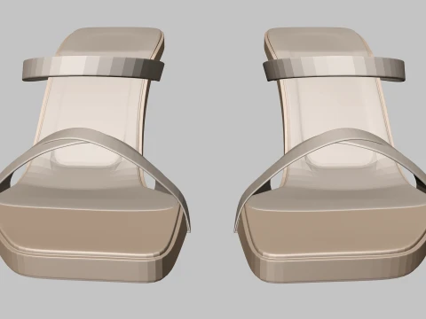 Square-Toe Triple-Straps Spool-Heel Slide Sandals 01 3D Model