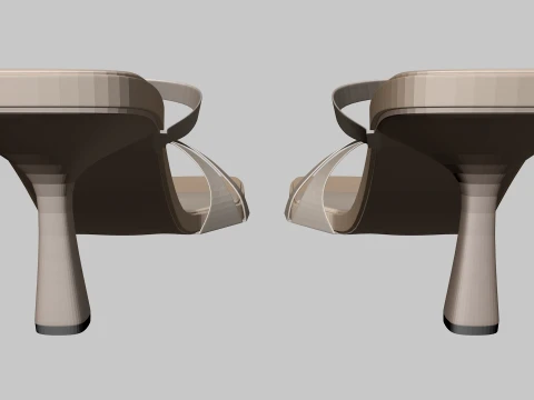 Square-Toe Triple-Straps Spool-Heel Slide Sandals 01 3D Model