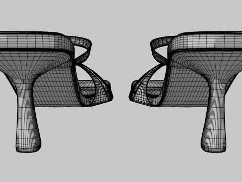 Square-Toe Triple-Straps Spool-Heel Slide Sandals 01 3D Model