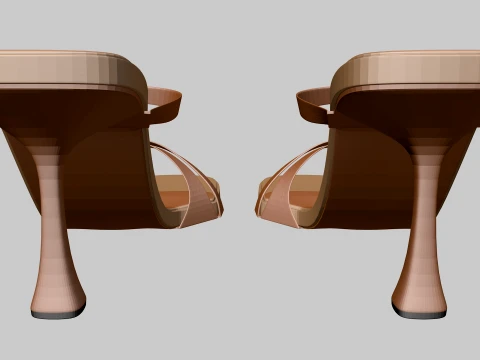 Round-Toe Triple-Straps Spool-Heel Stiletto Sandals 01 3D Model