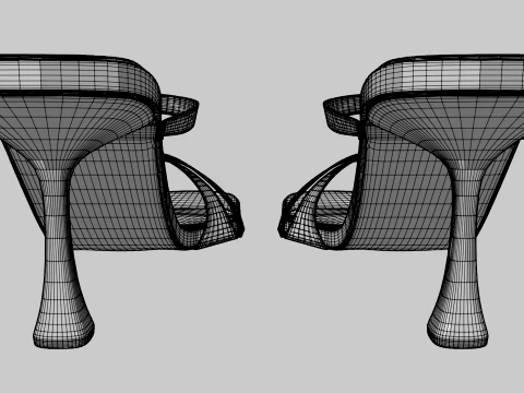 Round-Toe Triple-Straps Spool-Heel Stiletto Sandals 01 3D Model