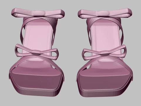 Square-Toe Quad-Straps Spool-Heel Stiletto Sandals 01 3D Model