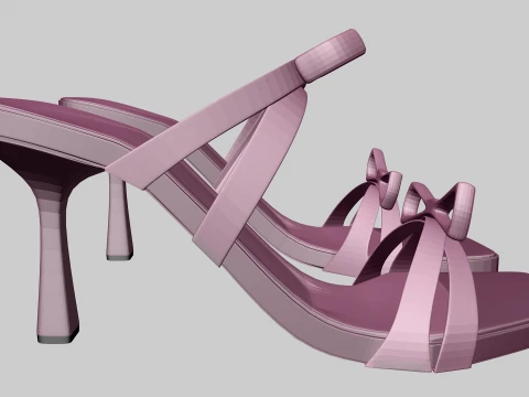 Square-Toe Quad-Straps Spool-Heel Stiletto Sandals 01 3D Model