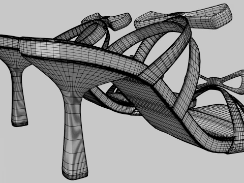 Square-Toe Quad-Straps Spool-Heel Stiletto Sandals 01 3D Model