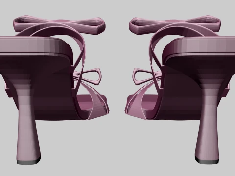 Square-Toe Quad-Straps Spool-Heel Stiletto Sandals 01 3D Model