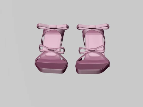 Square-Toe Quad-Straps Spool-Heel Stiletto Sandals 01 3D Model