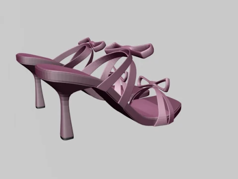 Square-Toe Quad-Straps Spool-Heel Stiletto Sandals 01 3D Model