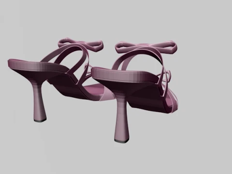 Square-Toe Quad-Straps Spool-Heel Stiletto Sandals 01 3D Model