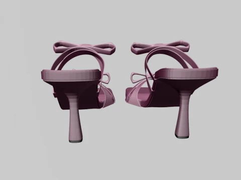 Square-Toe Quad-Straps Spool-Heel Stiletto Sandals 01 3D Model