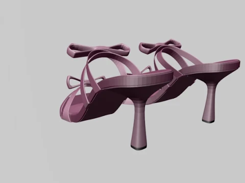 Square-Toe Quad-Straps Spool-Heel Stiletto Sandals 01 3D Model