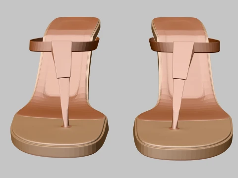 Round-Toe Single-Strap Spool-Heel Slide Sandals 01 3D Model