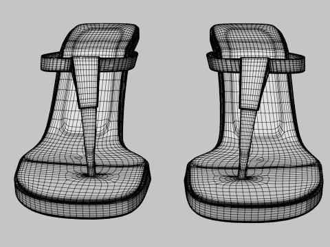 Round-Toe Single-Strap Spool-Heel Slide Sandals 01 3D Model