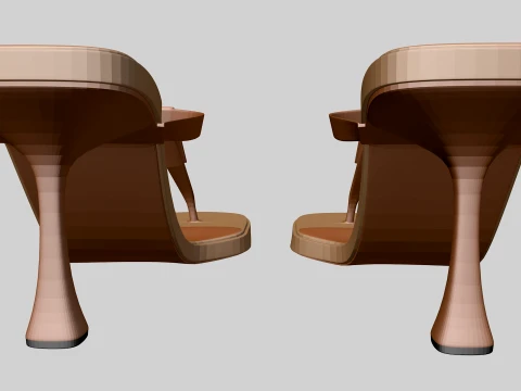 Round-Toe Single-Strap Spool-Heel Slide Sandals 01 3D Model