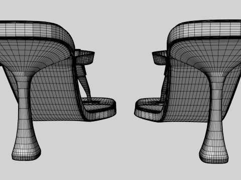 Round-Toe Single-Strap Spool-Heel Slide Sandals 01 3D Model