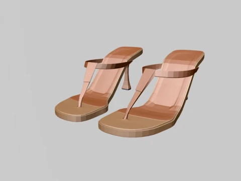 Round-Toe Single-Strap Spool-Heel Slide Sandals 01 3D Model