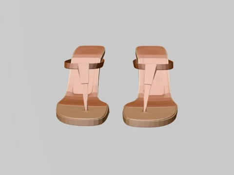 Round-Toe Single-Strap Spool-Heel Slide Sandals 01 3D Model