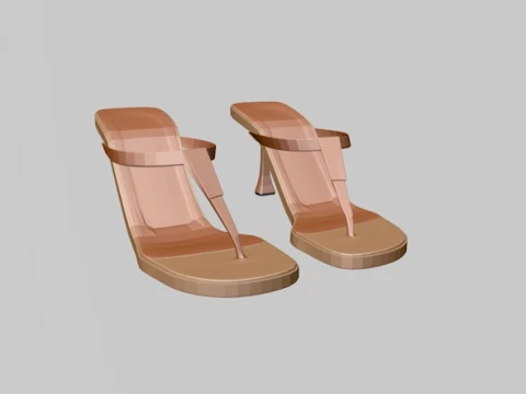 Round-Toe Single-Strap Spool-Heel Slide Sandals 01 3D Model