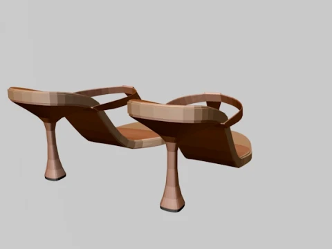 Round-Toe Single-Strap Spool-Heel Slide Sandals 01 3D Model
