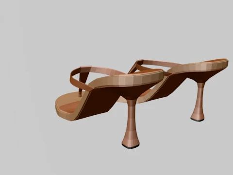 Round-Toe Single-Strap Spool-Heel Slide Sandals 01 3D Model