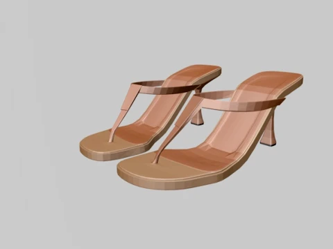 Round-Toe Single-Strap Spool-Heel Slide Sandals 01 3D Model
