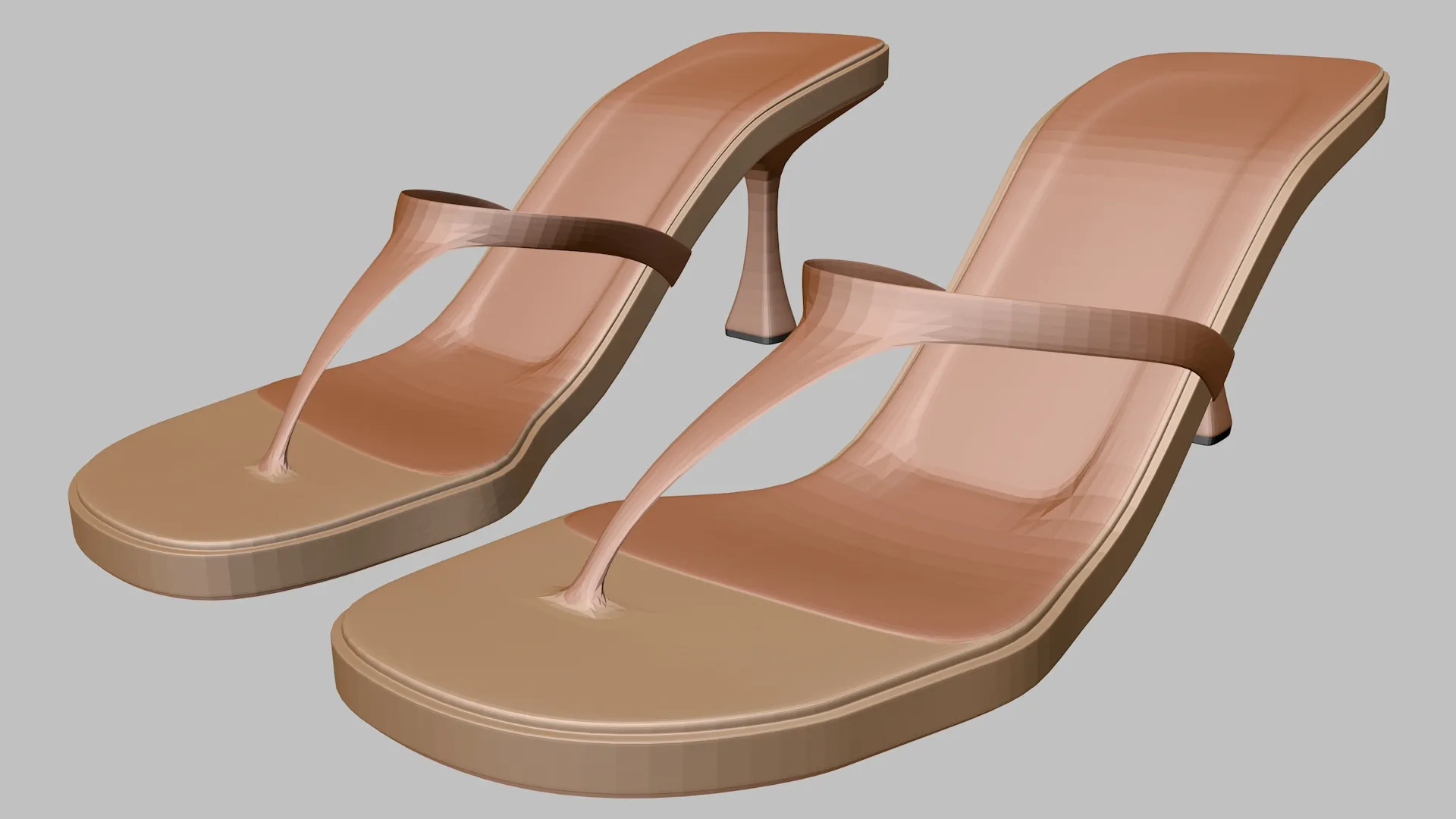 Round-Toe Single-Strap Spool-Heel Slide Sandals 02 3D Model .c4d .max .obj .3ds .fbx .stl .blend 