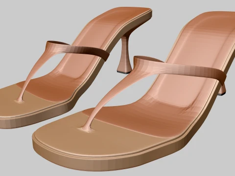 Round-Toe Single-Strap Spool-Heel Slide Sandals 02 3Dモデル