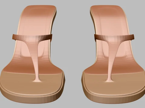 Round-Toe Single-Strap Spool-Heel Slide Sandals 02 3D Model