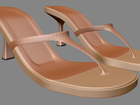 Round-Toe Single-Strap Spool-Heel Slide Sandals 02 3D Model