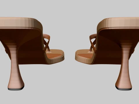 Round-Toe Single-Strap Spool-Heel Slide Sandals 02 3D Model