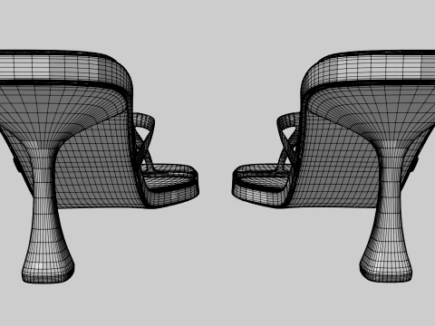 Round-Toe Single-Strap Spool-Heel Slide Sandals 02 3D Model