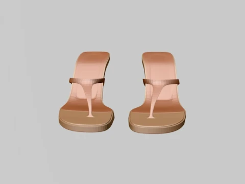 Round-Toe Single-Strap Spool-Heel Slide Sandals 02 3D Model
