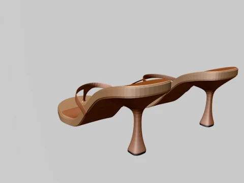 Round-Toe Single-Strap Spool-Heel Slide Sandals 02 3D Model