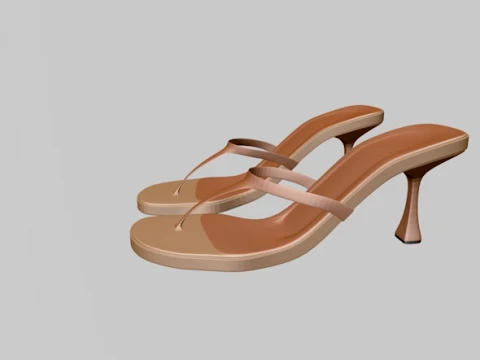 Round-Toe Single-Strap Spool-Heel Slide Sandals 02 3D Model