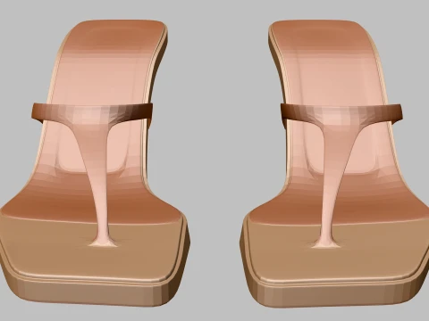 Square-Toe Single-Strap Spool-Heel Slide Sandals 01 3D Model