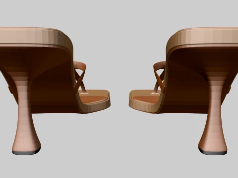 Square-Toe Single-Strap Spool-Heel Slide Sandals 01 3D Model