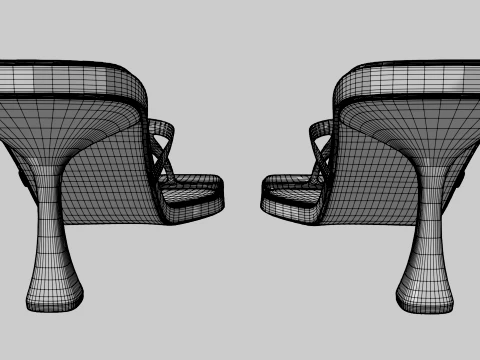 Square-Toe Single-Strap Spool-Heel Slide Sandals 01 3D Model