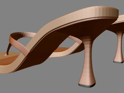 Square-Toe Single-Strap Spool-Heel Slide Sandals 01 3D Model
