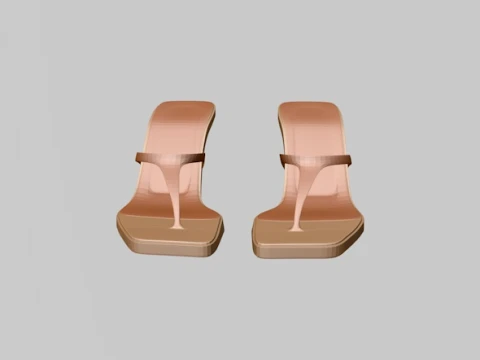 Square-Toe Single-Strap Spool-Heel Slide Sandals 01 3D Model