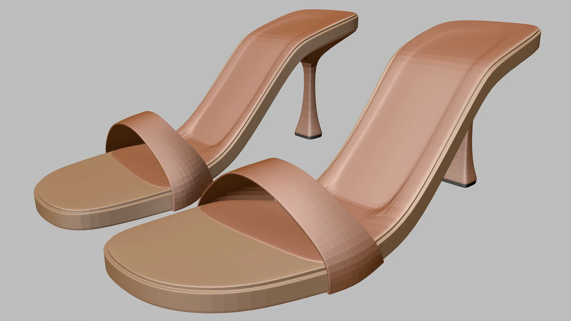 Round-Toe Single-Strap Spool-Heel Stiletto Sandals 01 3D Model .c4d .max .obj .3ds .fbx .stl .blend 