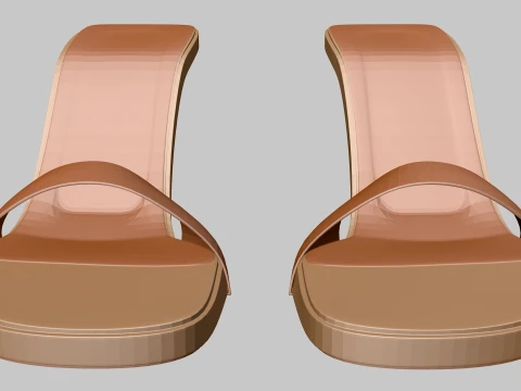 Round-Toe Single-Strap Spool-Heel Stiletto Sandals 01 3D Model
