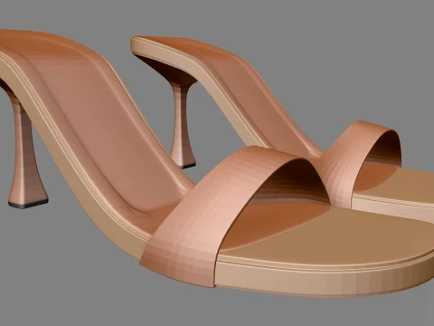 Round-Toe Single-Strap Spool-Heel Stiletto Sandals 01 3D Model