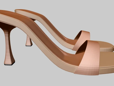 Round-Toe Single-Strap Spool-Heel Stiletto Sandals 01 3D Model