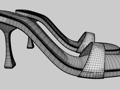 Round-Toe Single-Strap Spool-Heel Stiletto Sandals 01 3D Model