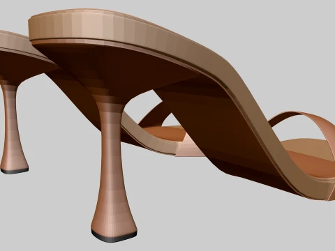 Round-Toe Single-Strap Spool-Heel Stiletto Sandals 01 3D Model