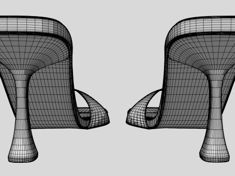 Round-Toe Single-Strap Spool-Heel Stiletto Sandals 01 3D Model